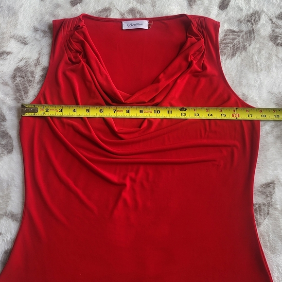 Calvin Klein Red Ruched Sleeveless Tank Top. Size M - Picture 2 of 7
